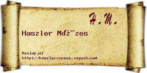 Haszler Mózes névjegykártya