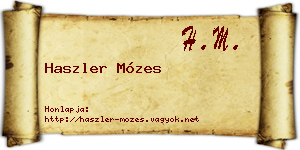 Haszler Mózes névjegykártya